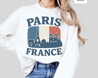 Vintage Paris France Sweatshirt, Eiffel Tower Jumper, French Travel Crewneck, Retro Parisian Pullover, Gift for Traveler, Paris Lover