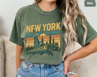 Vintage New York Comfort Colors T-shirt, Retro NYC Tee, Unisex Garment-Dyed Shirt, Distressed City Graphic Top, Hipster Urban Apparel