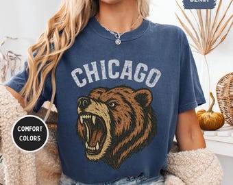 Maglietta vintage da football dei Chicago, maglietta sportiva retrò, maglietta Comfort Colors, abbigliamento unisex per tifosi di football, regalo per tifosi di football, giorno della partita