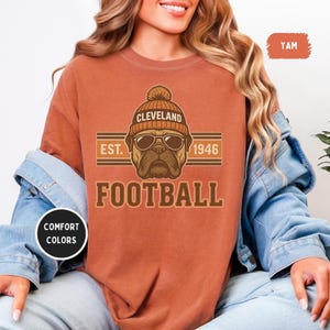 Vintage Cleveland Football T-shirt, Retro Cleveland Tee Shirt, Comfort Colors Unisex Top, Sports Fan Gift, Distressed Gameday Football Shirt
