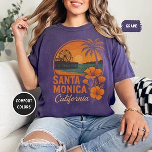 Santa Monica California Comfort Colors Unisex Garment-Dyed T-shirt, Beach Vibes Tee, Coastal Summer Shirt, Vacation Apparel, Ocean Lover