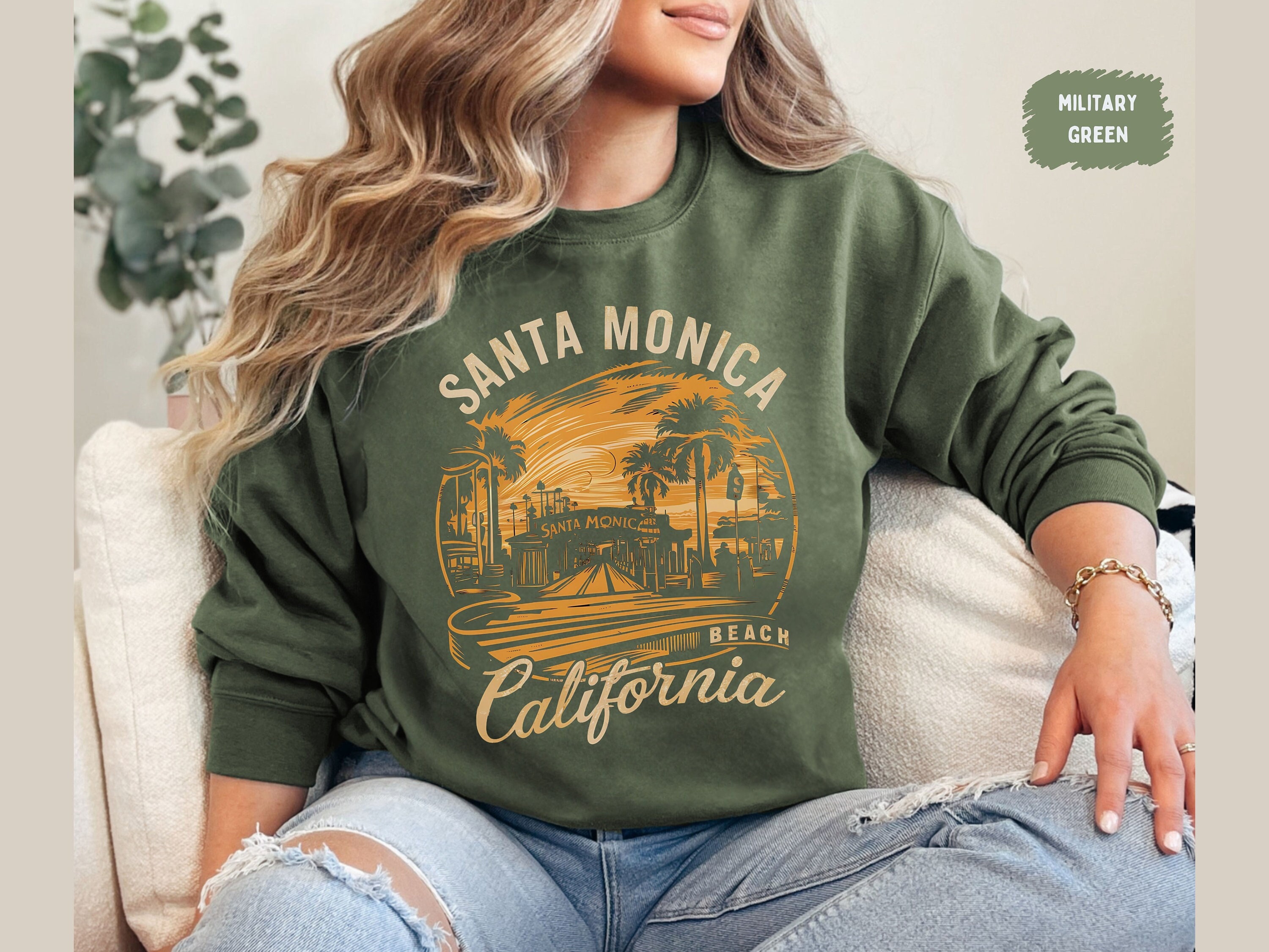 Santa Monica - vintageTシャツ Hole Vintage Santa Monica Sweatshirt, Santa Monica California Sweater