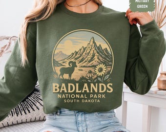 Retro Badlands National Park Sweatshirt - Vintage Outdoor Rundhalspullover, Geschenk für Naturliebhaber, Abenteuerbekleidung, Wanderbekleidung, Camping
