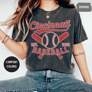 Vintage Cincinnati Baseball Unisex T-shirt, Comfort Colors Shirt for Baseball Fans, Retro Cincy Tee, Distressed Red Shirt, Sports Fan Gift