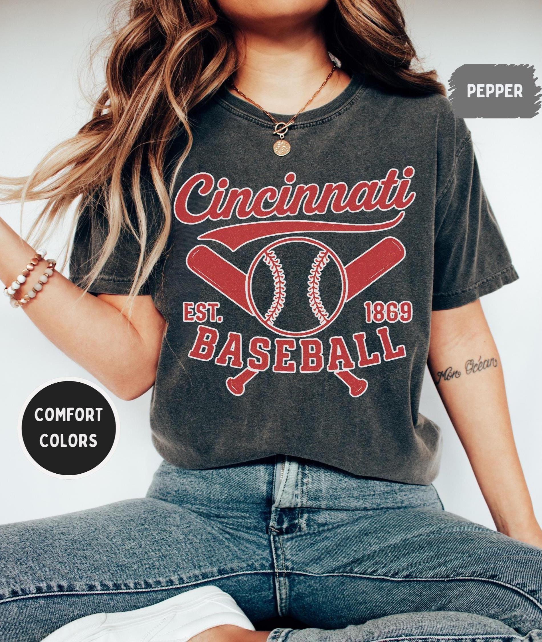 Vintage Cincinnati Baseball Unisex T-shirt, Comfort Colors Shirt for Baseball Fans, Retro Cincy Tee, Distressed Red Shirt, Sports Fan Gift