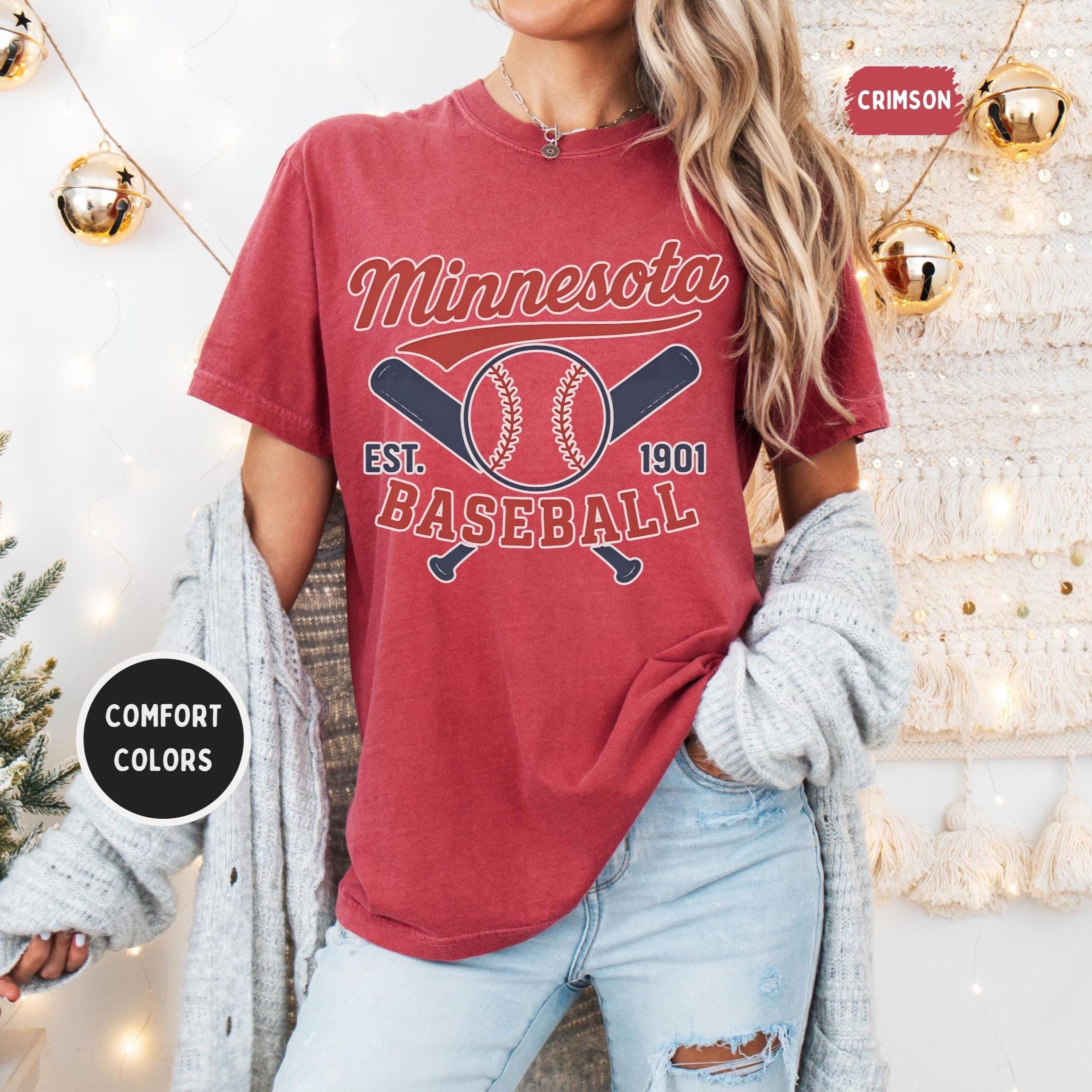 Retro Minnesota Baseball T-shirt, Vintage Comfort Colors Tee, Unisex Garment-Dyed Shirt, Baseball Fan Gift,  Twin City Sports Apparel