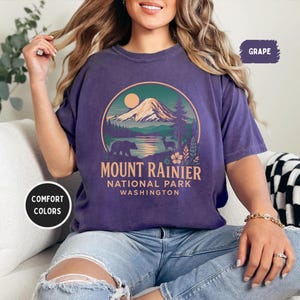 Vintage Mount Rainier National Park Comfort Colors T-shirt, Nature Lover Apparel, Washington State Graphic Tee Outdoor Adventure gift Hiking