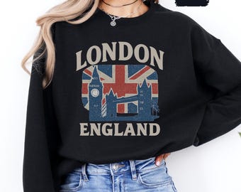Vintage London Sweatshirt, Retro England Jumper, Cool UK Crewneck, Classic British Pullover, London Travel Top