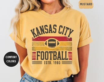 Kansas City Comfort Colors T-shirt, Unisex Tee, Football Fan Shirt, Vintage Style Kansas Shirt, Game Day Apparel