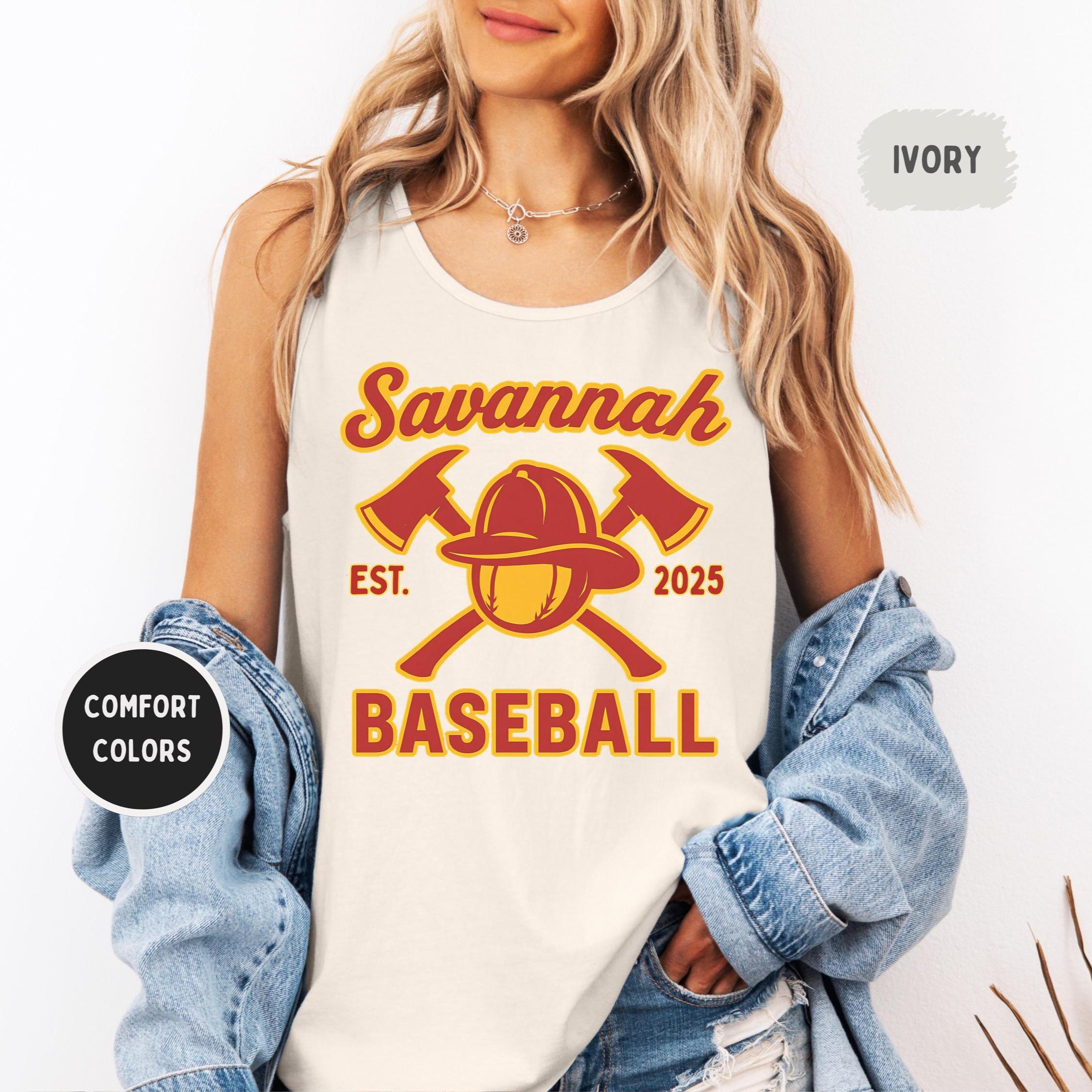 Savannah Baseball Tank Top, Firefighter Top, Comfort Colors Tank