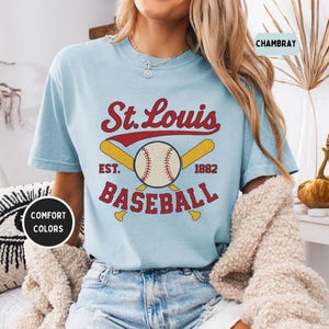 T-shirt rétro St Louis Baseball Comfort Colors, t-shirt de baseball vintage, chemise de baseball STL, cadeau de fan de baseball, cadeau de fan de baseball de Saint-Louis