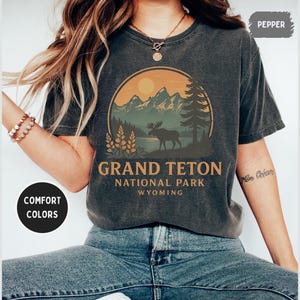 Retro Gand Teton National Park Comfort Colors T-shirt, Nature Lover Apparel, Wyoming Mountains Graphic Tee, Outdoor Adventure gift Hiking,