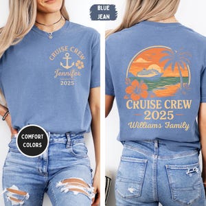 Custom Cruise Crew 2025 Unisex Garment-Dyed T-shirt, Comfort Colors Shirt, Cruise Ship Vacation Tee, Family Reunion Beachwear, Nautical