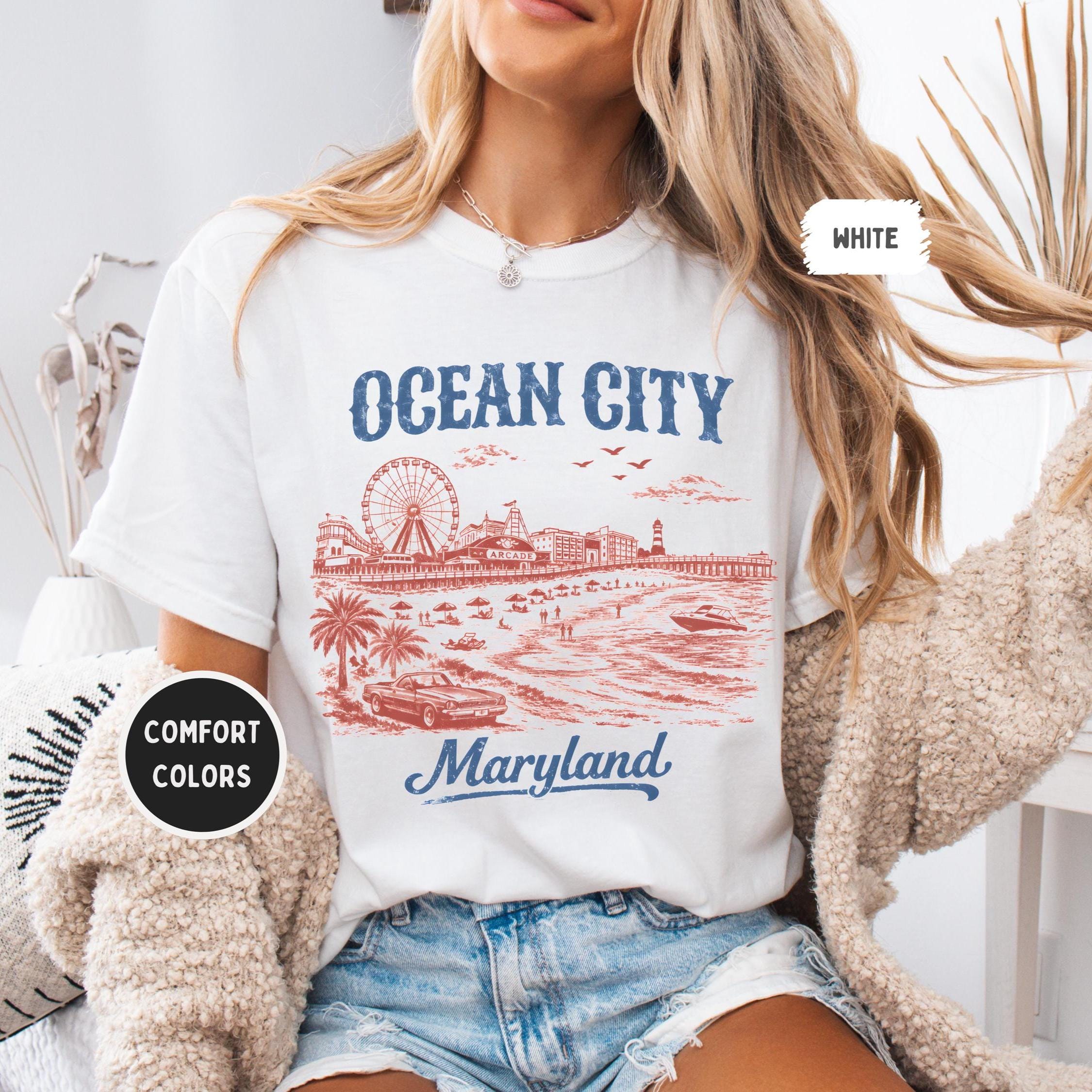 60s OCEAN CITY MD. 半袖スウェット Vintage Ocean City Maryland Beach Scene Comfort Colors T-shirt