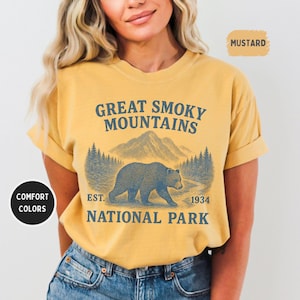 Retro Great Smoky Mountains National Park T-shirt, Comfort Colors Tee, Unisex Mountain Graphic Shirt, Vintage Style Top, Nature Lover Gift