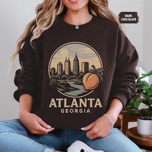 Vintage Atlanta Georgia Sweatshirt, Retro Crewneck Jumper, Unisex Winter Pullover, Gift for Travellers, Souvenir Sweater
