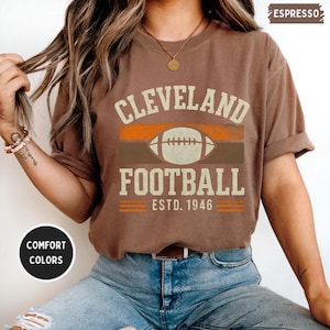 Vintage Cleveland Football Comfort Colors Shirt - Unisex Tee, Cleveland Team T-shirt, Distressed Sports Apparel Football Fan gift,