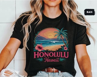 Honolulu shirt, Hawaii T shirt, Beach tshirt Hawaii gift for her Hibiscus shirt Beachy t shirt Summer Gifts Surf tshirt Aloha Sweatshirt
