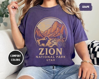 Vintage Zion National Park Comfort Colors T-shirt, Unisex Tee, Unique Gift, Outdoor Lover Shirt, Retro Graphic Tee, Nature Lover, National