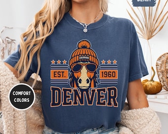 Maglietta vintage Denver Football Comfort Colors, maglietta unisex, abbigliamento per tifosi Denver, maglietta della domenica di football, abbigliamento per il giorno della partita Denver