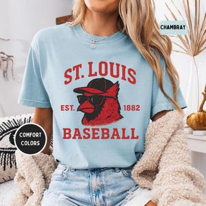 Camisa vintage de beisebol St. Louis Comfort Colors, camiseta do St. Louis Cardinals, presente para torcedores de beisebol, camiseta esportiva retrô, camiseta unissex, tingida em tecido