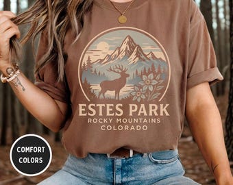 Vintage Estes Park Colorado Retro T-shirt, Comfort Colors Tee, Unisex Garment-Dyed Shirt, Mountain Lover Gift, Outdoor Adventure Apparel