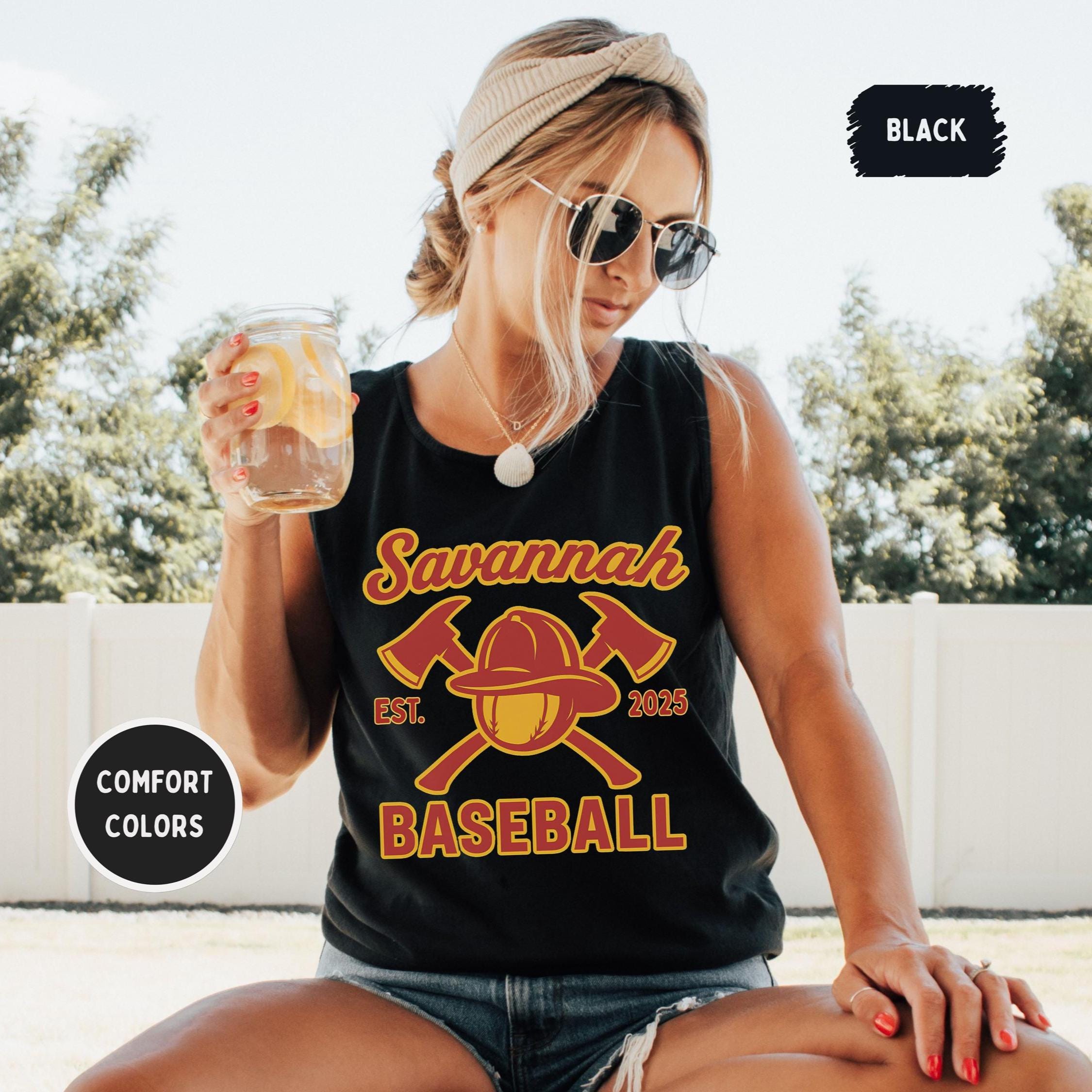 Savannah Baseball Tank Top, Firefighter Top, Comfort Colors Tank