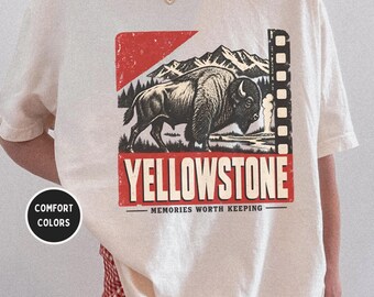 Yellowstone Bison Graphic T-shirt | Vintage National Park Travel Tee