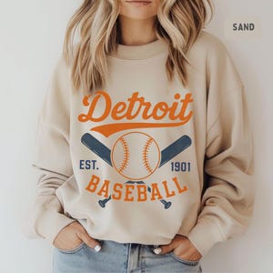 Retro Detroit Baseball Sweatshirt, Vintage Baseball Crewneck, Detroit Sports Fan Gift, California Baseball Apparel, Cozy Pullover Tiger
