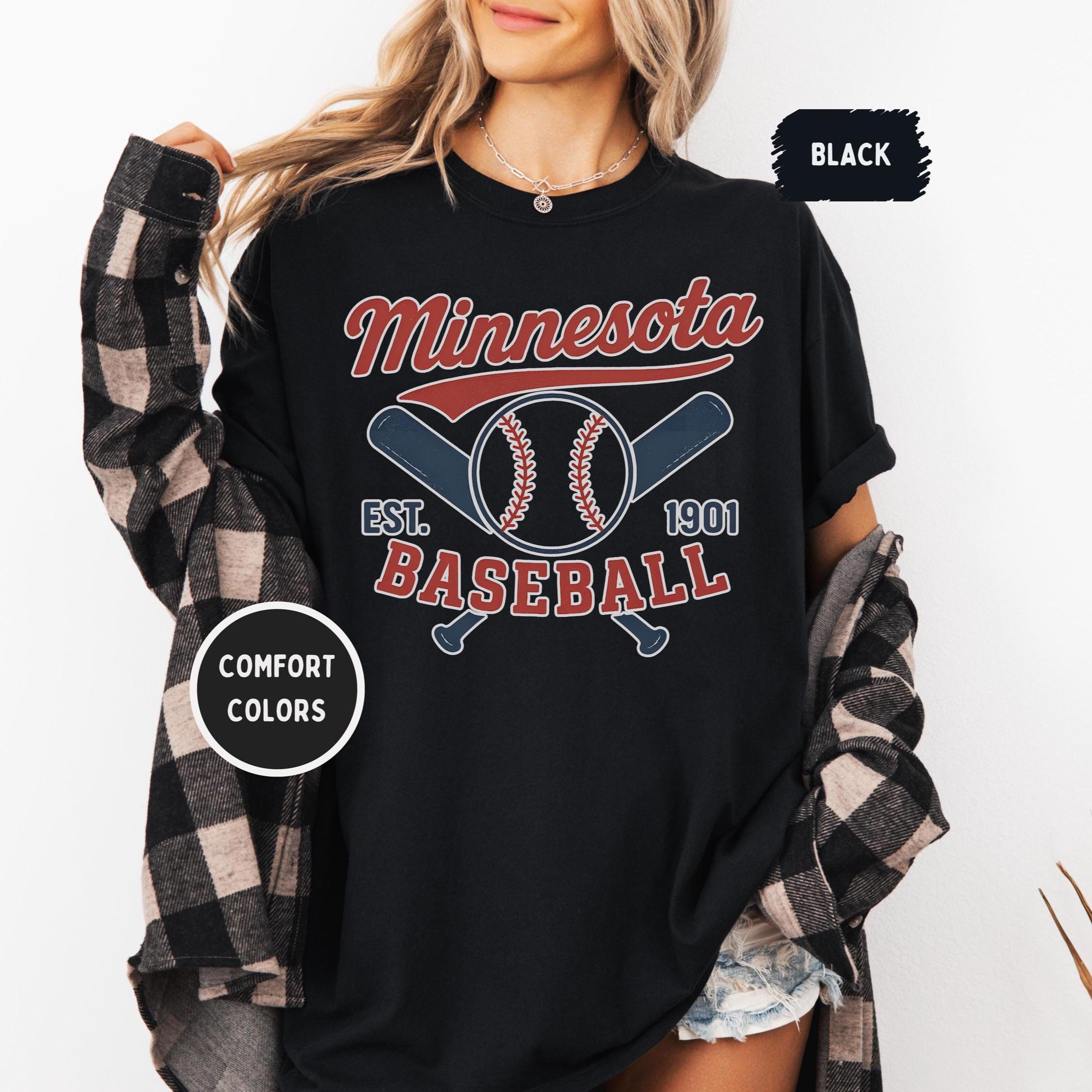 Retro Minnesota Baseball T-shirt, Vintage Comfort Colors Tee, Unisex Garment-Dyed Shirt, Baseball Fan Gift,  Twin City Sports Apparel
