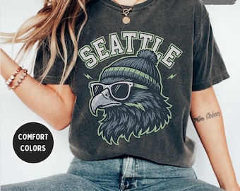 Camiseta retro de fútbol americano de Seattle, camiseta vintage de Seattle, camiseta de Seattle con colores cómodos, regalo para fanáticos del fútbol americano de Seattle, ropa deportiva de Seattle