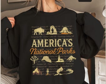 Retro America National Parks Sweatshirt, Vintage National Parks Crewneck, Outdoor Adventure Sweater, Hiking Sweatshirt, Camping Apparel