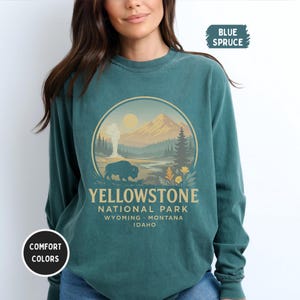Yellowstone Nationalpark Unisex Langarm-T-Shirt, Comfort Colors T-Shirt, Outdoor Abenteuer Shirt, Naturliebhaber Geschenk, Campingbekleidung
