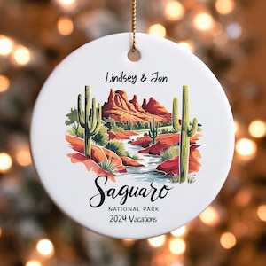 Saguaro National Park Ornament, Ceramic Ornament, Southwest Desert Christmas Tree Decor, Holiday Cactus Decoration, Arizona Gift,