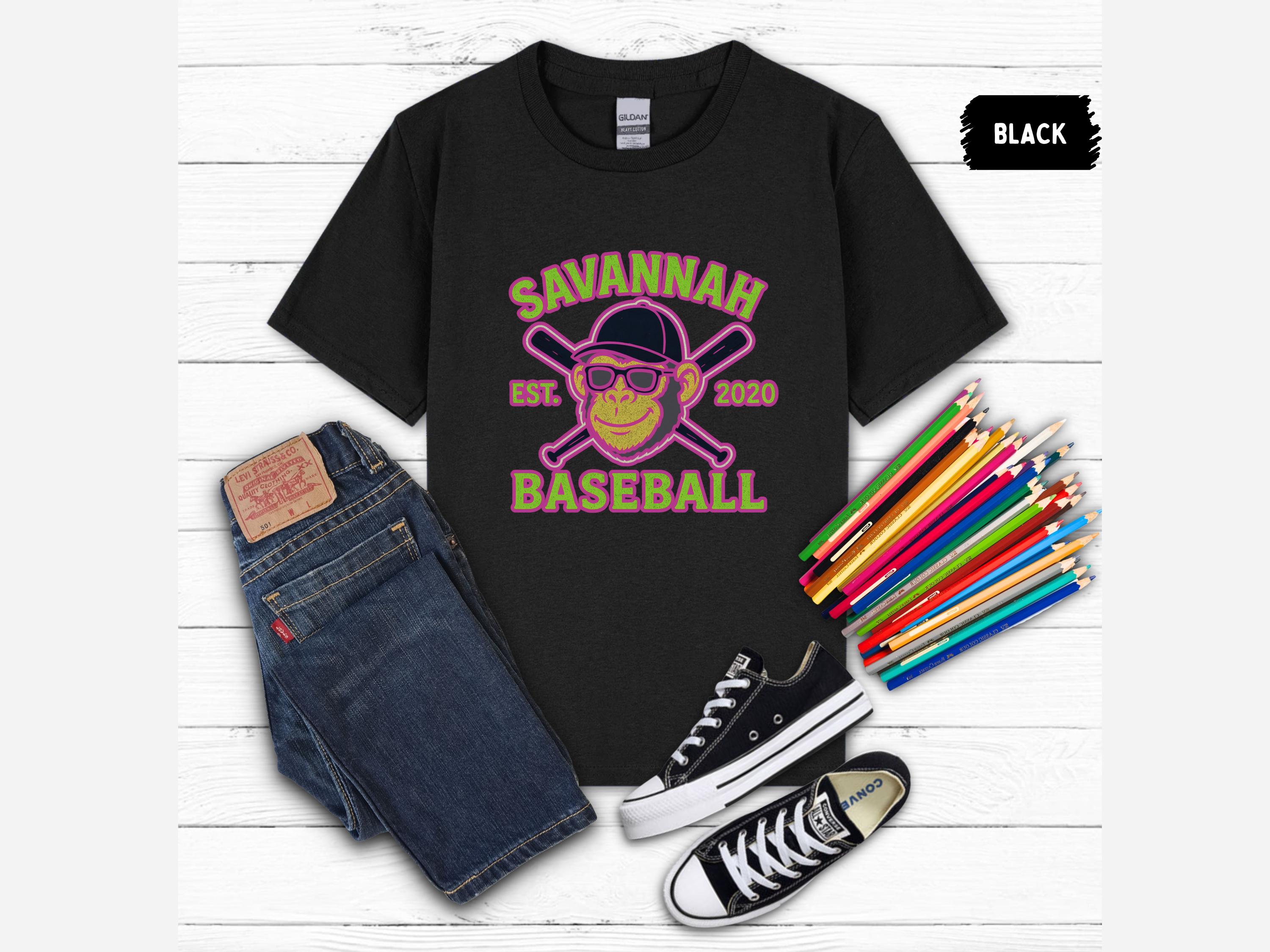 Savannah Baseball Youth Shirt, Kids Tee, Girls Boys Top, Banana Sports Fan Gift, Let's Go Bananas, funny baseball tee, Party Animal