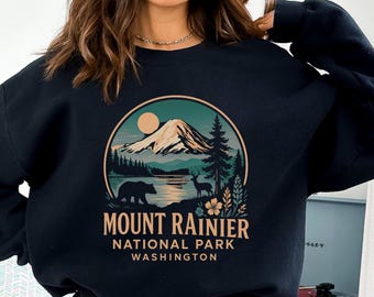 Vintage Mount Rainier National Park Sweatshirt - Unisex Crewneck, Retro Mountain Design, Outdoor Adventure Apparel, Gift for Hikers, Nature