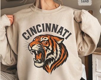 Vintage Cincinnati Football Sweatshirt, Vintage Fan Top, Sports Team Crewneck Jumper, Gift for Football Lover, Cincinnati Apparel