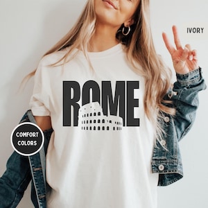 Rome Comfort Colors Unisex Garment-Dyed T-shirt, Roma Italy Tee, Soft Cotton Shirt, Travel Souvenir Top, Vintage Gift Idea