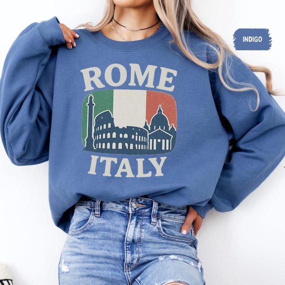 ヴィンテージローマイタリアスウェットシャツ、トラベルクルーネック 