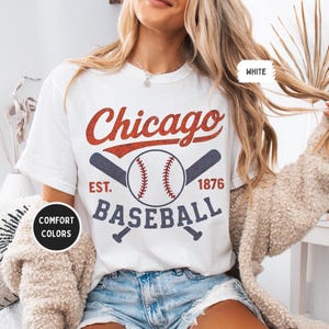 Vintage Chicago Baseball Unisex Garment-Dyed T-shirt, Retro Comfort Colors Tee, Sports Fan Apparel, Chicago Baseball Lover Gift, Cub Shirt