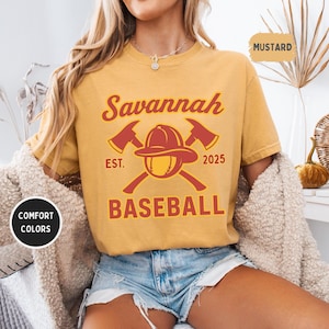 サバンナ ベースボールTシャツ、消防士Tシャツ、コンフォートカラーシャツ、サバンナ、消防士 ユニセックス ガーメントダイトップ、レトロサバンナTシャツ