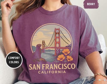 Vintage San Francisco Comfort Colors T-shirt, Unisex Tee, Retro Bay Area Shirt, Garment-Dyed Top, Gift for Traveler
