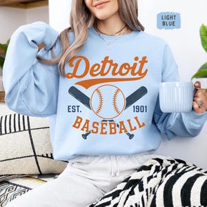 Retro Detroit Baseball Sweatshirt, Vintage Baseball Crewneck, Detroit Sports Fan Gift, California Baseball Apparel, Cozy Pullover Tiger