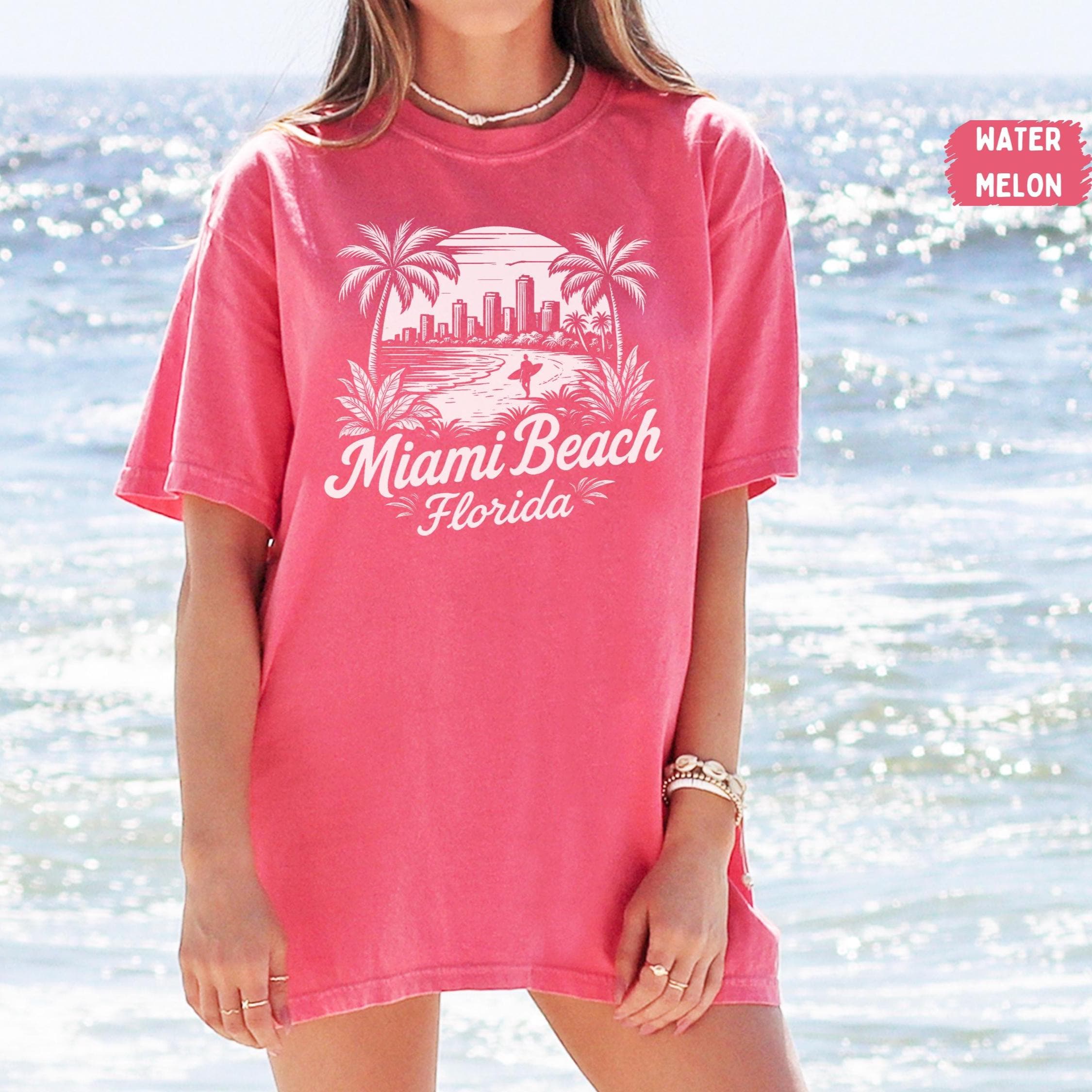 Vintage Miami Beach Comfort Colors T-shirt, Retro Miami Beach Tee