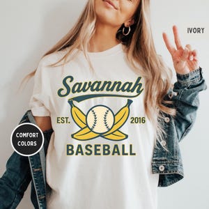 Retro Savannah Baseball T-shirt, Vintage Soft Tee, Unisex Comfort Colors Shirt,  Banana fan gift,  Summer Sports Top