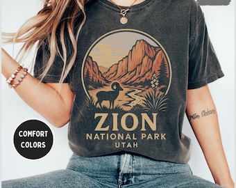 Vintage Zion National Park Comfort Colors T-shirt, Unisex Tee, Unique Gift, Outdoor Lover Shirt, Retro Graphic Tee, Nature Lover, National