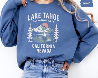 Vintage Lake Tahoe Sweatshirt, Retro Mountain Lover Gift, Cozy Unisex Jumper, Outdoor Adventure Clothing, Cabin Wear