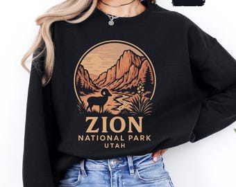Retro Zion National Park Sweatshirt, Vintage Crewneck, Unisex Jumper, Outdoor Adventure Clothing, Cozy Sweater