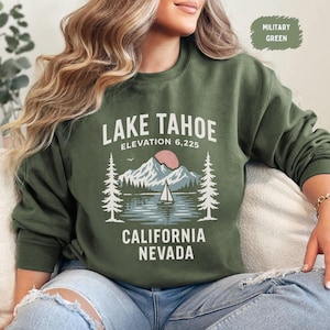 Vintage Lake Tahoe Sweatshirt, Retro Mountain Lover Gift, Cozy Unisex Jumper, Outdoor Adventure Clothing, Cabin Wear