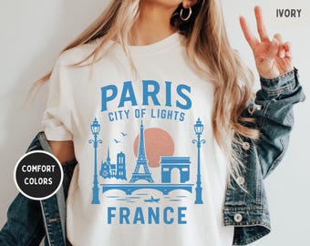 Paris France Comfort Colors T-shirt, French Flag Tee, Eiffel Tower Shirt, Travel Lover Gift, Parisian Souvenir Top